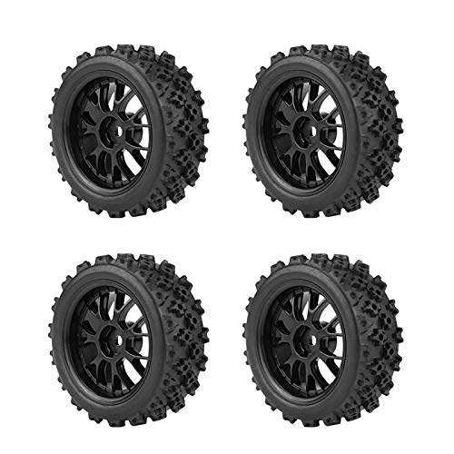 Neumáticos de Coche RC Neumático de Goma Llanta de Rueda Neumáticos de vehículos Todo Terreno de Carreras para 1/10 Escala RC Crawler Coche Todoterreno 4 unids/Set(Negro)