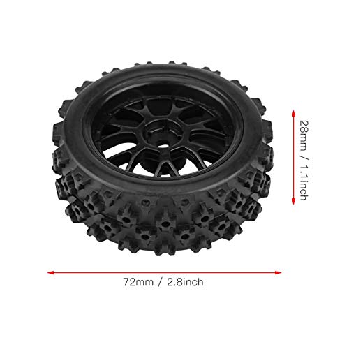 Neumáticos de Coche RC Neumático de Goma Llanta de Rueda Neumáticos de vehículos Todo Terreno de Carreras para 1/10 Escala RC Crawler Coche Todoterreno 4 unids/Set(Negro)