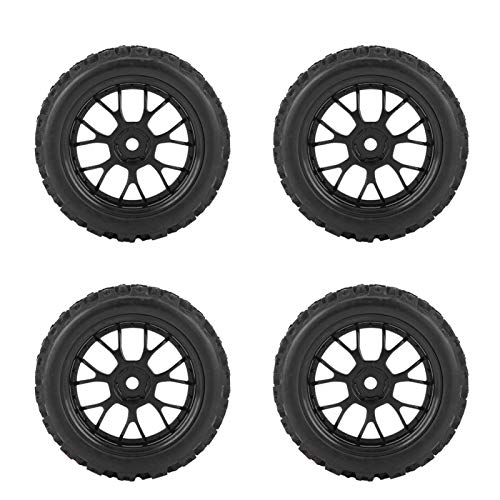 Neumáticos de Coche RC Neumático de Goma Llanta de Rueda Neumáticos de vehículos Todo Terreno de Carreras para 1/10 Escala RC Crawler Coche Todoterreno 4 unids/Set(Negro)