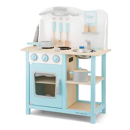 New Classic Toys Toys-11057 Kitchenette-Bon Appetit-Blue, Multicolore Color (11057)