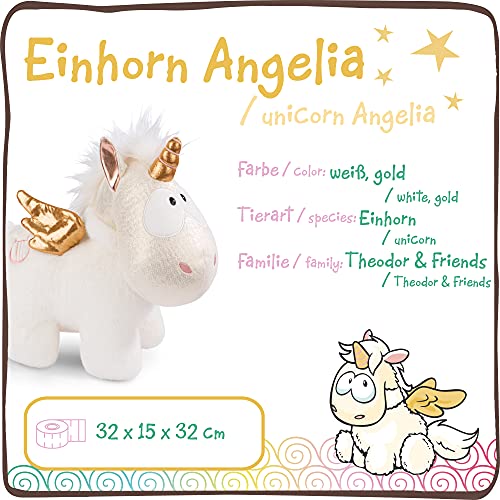 NICI 46374 Angelia el Suave 32 cm – Juguetes, niños y bebés – Peluches esponjosos para abrazar y Jugar – Unicornios tiernos – Theodor & Friends, Blanco/Oro, Color Dorado