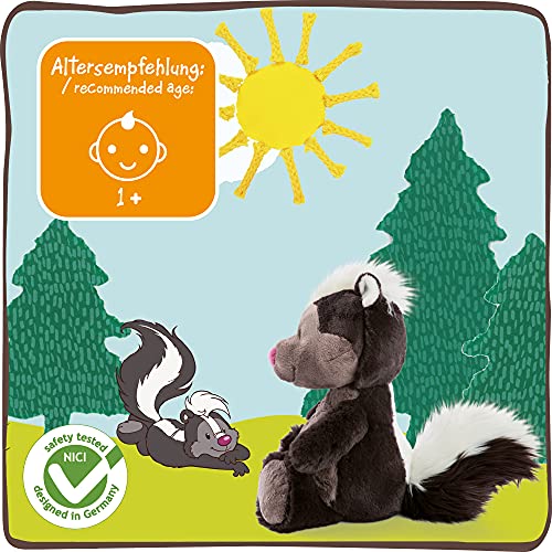 NICI Chiala la tierna 35cm – Mofetas, niños y bebés – Peluches Esponjoso para abrazar y Jugar – Juguetes Suaves para Mascotas – Colección Forest Friends, Color Negro/Gris, 35 cm (47343)