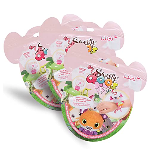 NICI Set Sweetydoos - 3x Juguete sorpresa con efecto UV, Pulsera coleccionable y póster - 3 de 9 mini figuras sorpresa con pulsera de amistad e imagen, 46835