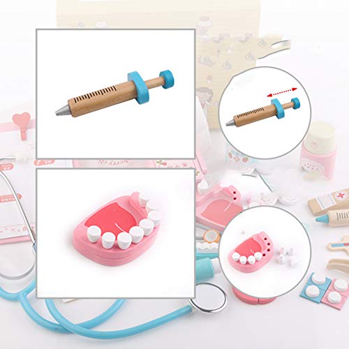 Niños Médicos Doctistas Dentist Set Doctor Kit Dentista De Madera Dentista Play Play Kit Kids Pretend Play Emulational Dental Herramienta Set Toy rol Play Toy para Niños Médico Juguete Médico Kit