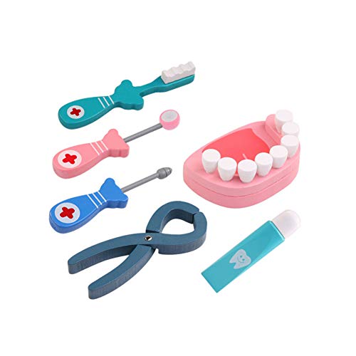 Niños Médicos Doctistas Dentist Set Doctor Kit Dentista De Madera Dentista Play Play Kit Kids Pretend Play Emulational Dental Herramienta Set Toy rol Play Toy para Niños Médico Juguete Médico Kit