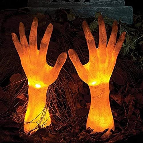 NOPEILVI Manos Falsas de Resina Zombie Realista, Brazo de Zombies Frente a la Piedra sepulcral, Estatua de Las Manos de la Resina de Halloween, Halloween Luminoso Zombie Manos Adornos (Mano Derecha)