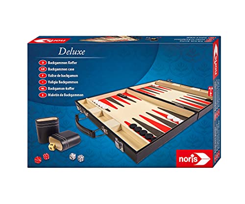 Noris 606101712 Deluxe Backgammon, el clásico de Juego en un práctico maletín con Acabado Elegante, también Adecuado para Viajes, a Partir de 8 años.