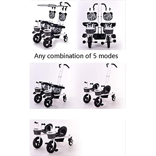 NUBAO Twin Tricycle Stroller Doble Bicicleta Bicicleta Bicicleta Cinco Modos Gratis con 3 Puntos protección de Seguridad de la Seguridad del bebé