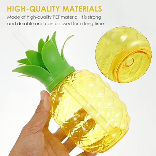 NUOBESTY Tazas de Bebida de Piña Tazas Hawaianas con Pajitas 500Ml Tazas de Piña para Hawaii Luau Fiesta de Verano Playa Paquete de 4