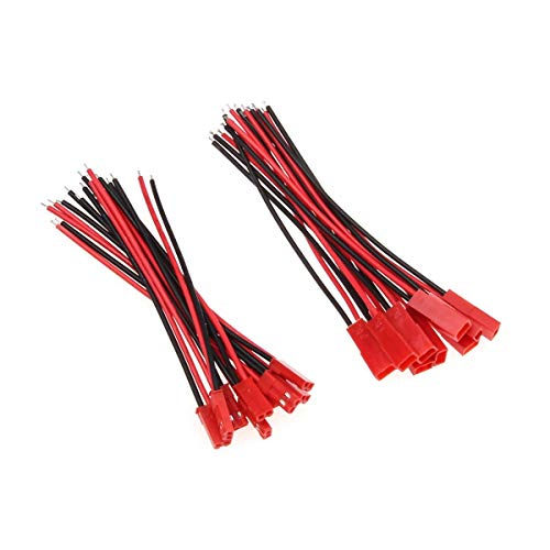 NUODI Conector del Terminal del Enchufe de conexión Helicóptero 10set 100mm Hombre Mujer Conector JST del Enchufe Cable for la batería RC BEC Bricolaje FPV Drone 2 Conectores de Clavijas Terminales