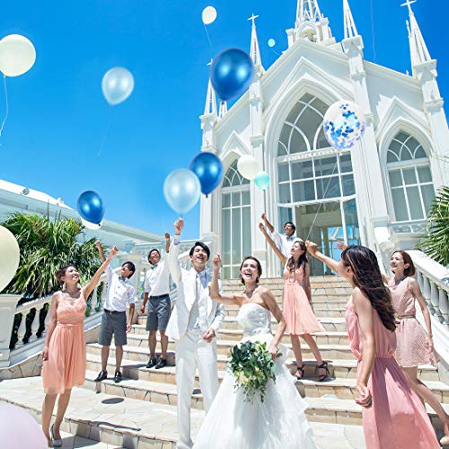 O-Kinee Globos Azules,60 pcs Globos Azules y Blancos,Globos Confeti Azul,Globos de Fiesta,para Niño Bautizos Comunion Baby Shower Bodas Decoraciones de Fiesta de Cumpleaños (azul)