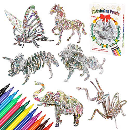 O-Kinee Puzzles para Colorear, Juego de Rompecabezas para Colorear 3D, DIY Arts Crafts Puzzle Kit, Juego de Manualidades para los Muchachos de Chicas