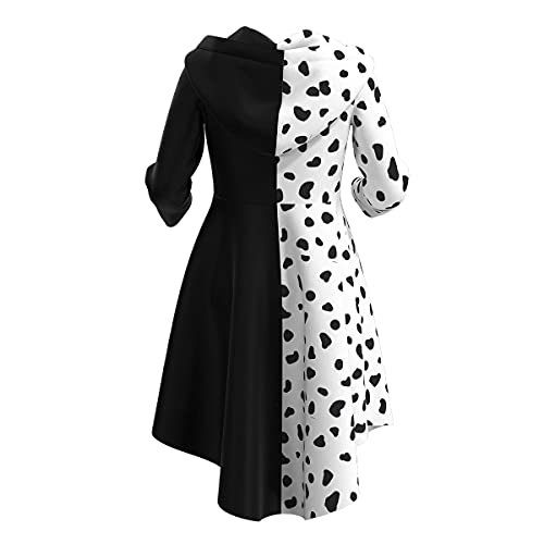 OBEEII 101 Dalmatiens Cruella De Vil Disfraz Niño Niña Abrigo Abrigo para Halloween Cosplay Fiesta Cumpleaños Dress up Traje, Cruella02+accesorios, 11-12 Años