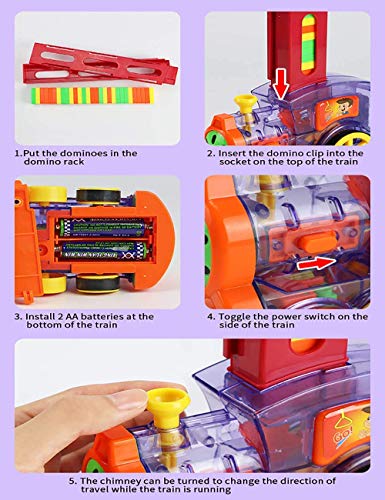 OBEST Tren eléctrico Domino 100PCS, Juego automático de distribución de Rally, Juguete Educativo para la Primera Infancia Adecuado para niños Mayores de 3 años Frente Transparente