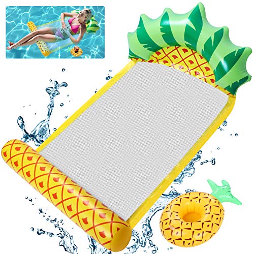 OBOVO Hamaca inflable para piscina, cama de piña, silla de salón, ligera, portátil, con soporte para bebidas, para playa, inflables, piscina, juegos de fiesta, 1 unidad