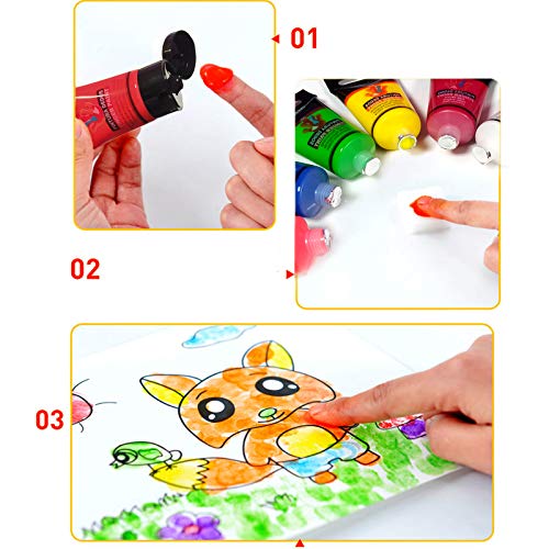 OCEANO 6×30ml Botes Pintura de Dedos para niños, Pintura de Dedos，Lavable Pinturas para niños no tóxicas, de Color Natural y ecológico