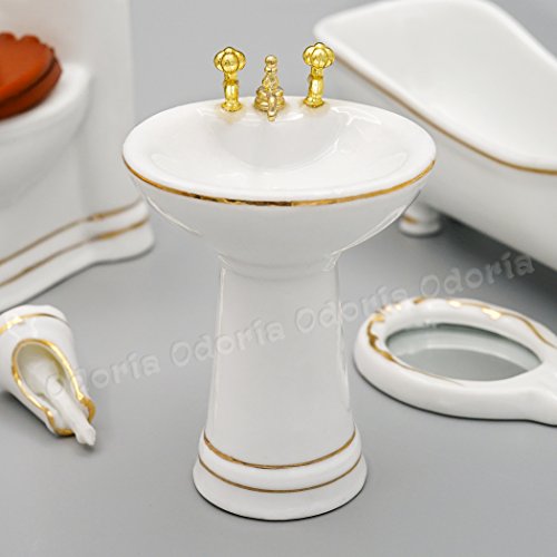 Odoria 1/12 Miniatura 5PZ Muebles de baño Decorativo para Casa de Muñecas