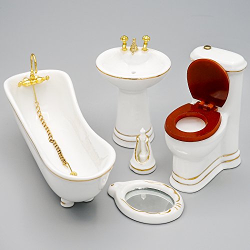 Odoria 1/12 Miniatura 5PZ Muebles de baño Decorativo para Casa de Muñecas