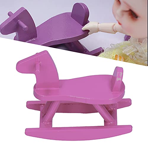 OKAT Casa de Muñecas Caballo Mecedora, Casa de Muñecas Caballo Mecedora Juguete Decorativo Lindo Exquisito Madera Simulada Vívida para Jardín de Infantes para Manualidades Bricolaje para Niños