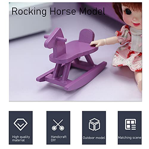 OKAT Casa de Muñecas Caballo Mecedora, Casa de Muñecas Caballo Mecedora Juguete Decorativo Lindo Exquisito Madera Simulada Vívida para Jardín de Infantes para Manualidades Bricolaje para Niños