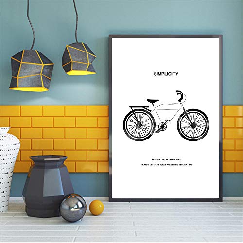 OLGKJ Moda nórdica Cartel Decoración para el hogar Bicicleta Blanco y Negro Arte de la Pared Pintura de la Lona Vida Simplicidad Moda para la decoración del Dormitorio 40x60cmx3 Sin Marco