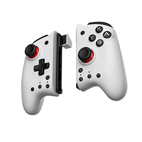 OLOK Juego de 2 mandos inalámbricos para Switch, Wireless Pro Controller con joystick, cuatro shock, giroscopio de 6 ejes, color blanco