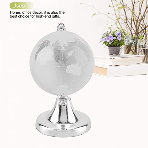 Omabeta Globo terráqueo Redondo Mapa del Mundo Bola de Cristal Esfera Bola mágica con Soporte Decoración artística para el hogar Decoración de Oficina Regalo 6.5x4cm(Plata)