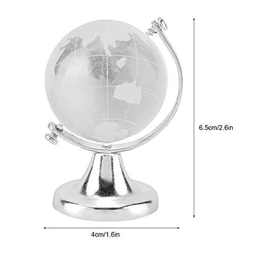 Omabeta Globo terráqueo Redondo Mapa del Mundo Bola de Cristal Esfera Bola mágica con Soporte Decoración artística para el hogar Decoración de Oficina Regalo 6.5x4cm(Plata)