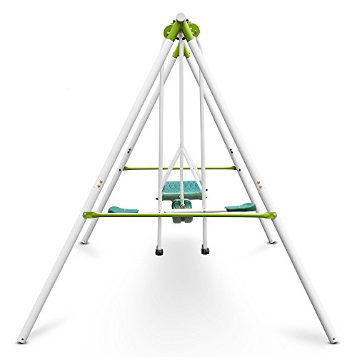 Oneconcept Olav - Columpio de jardín Infantil, Exteriores, hasta 4 niños de 3 a 8 años, Peso máx. 120 kg, Balancín con Asiento y reposapiés, Acero, Asientos plástico, Verde Claro