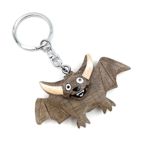 Onwomania Llavero de Madera Murciélago Flying Animal Mamífero Vampiro Colgante de Halloween Charm