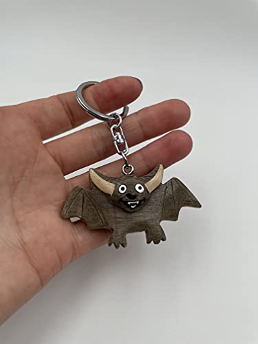 Onwomania Llavero de Madera Murciélago Flying Animal Mamífero Vampiro Colgante de Halloween Charm