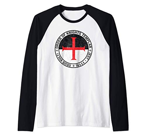 Orden de los Caballeros Templarios Sello Deus Vult Camiseta Manga Raglan