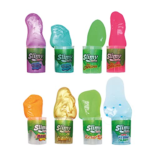 Original Slimy Super Set 8 – 800 g – 8 x 100 g vasos con diferentes variedades Slimy Slime para máxima diversión