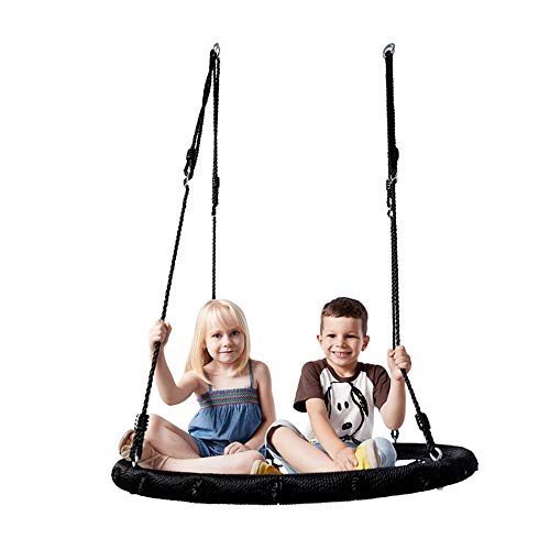 Oscilación de los niños Telaraña árbol platillo oscilación Netted palmeada Asiento for agarre y comodidad colgantes circular Árbol Conjuntos de gimnasia y columpios ( Color : Black , Size : 100cm )