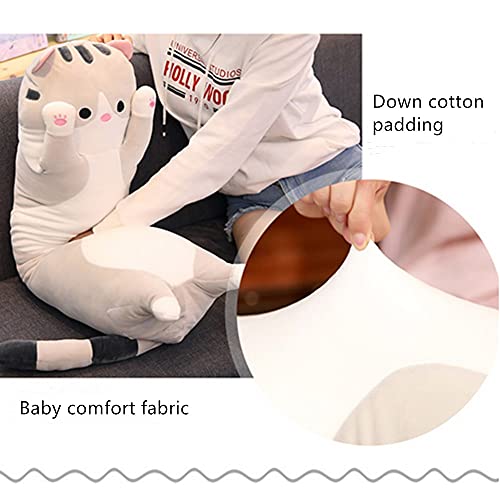 OUKEYI Juguete suave de peluche para gato, de 27.5 pulgadas, juguete de peluche para gato, almohada de peluche para gato, cojín para dormir para niños (gris)