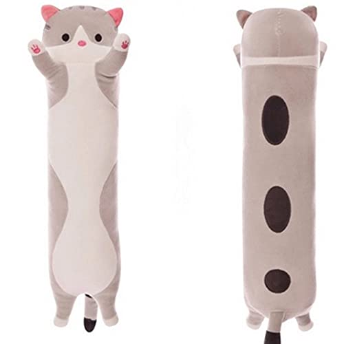 OUKEYI Juguete suave de peluche para gato, de 27.5 pulgadas, juguete de peluche para gato, almohada de peluche para gato, cojín para dormir para niños (gris)