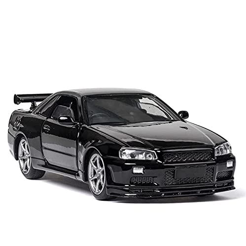 OutdoorKing Modelo Coche Aleación 1:32 Simulación Diecasts Metal Toy Toy Car Modelo para Nissan para Skyline para Ares GTR R34 Pull Back Toy Vehicles Colección Niños Juguetes Coche Juguete para Niños