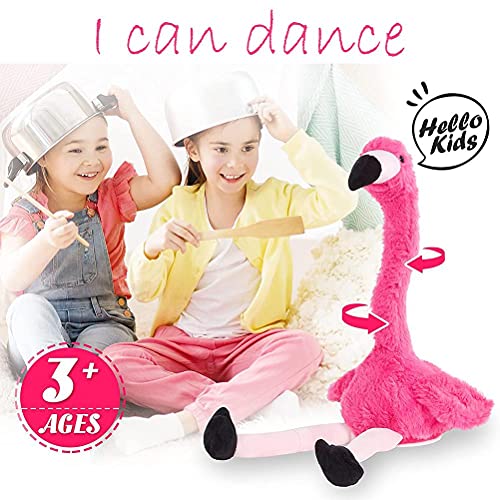 Oyria Creative Flamingo Plush Toys, Divertido Juguete de Baile, Repite lo Que Dices, Gira el Cuello, Funciona con Pilas, niños o Amigos para cumpleaños y Navidad (sin batería)