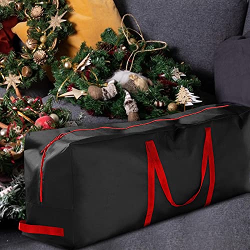 P Prettyia Bolsa de Almacenamiento Contenedor 201D Ford Tela de Tela Resistente con Asas Cierre Rectángulo Bolsa de Navidad para Vacaciones Bolsa de cojín para - Negro 165x38x76cm