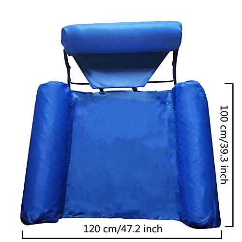 PAEFIU Sillón de Agua Plegable Inflable, Hamaca Flotante, Plegable Silla de Piscina, Sillón portátil, Tumbona Hinchable Colchoneta Hinchable Flotador Piscina Playa Adultos y Niños (R+B)