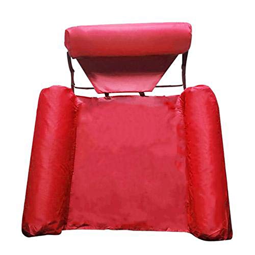 PAEFIU Sillón de Agua Plegable Inflable, Hamaca Flotante, Plegable Silla de Piscina, Sillón portátil, Tumbona Hinchable Colchoneta Hinchable Flotador Piscina Playa Adultos y Niños (R+B)