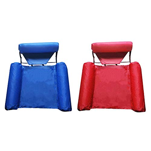 PAEFIU Sillón de Agua Plegable Inflable, Hamaca Flotante, Plegable Silla de Piscina, Sillón portátil, Tumbona Hinchable Colchoneta Hinchable Flotador Piscina Playa Adultos y Niños (R+B)