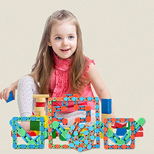 Paquete de 10 juguetes Wacky Tracks Snap and Click Fidget, juguetes sensoriales para los dedos, rompecabezas de serpientes para niños, adultos, alivio del estrés y la ansiedad, color aleatorio