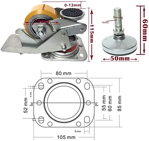 Para Silla Oficina Ruedas giratorias 3 pulgadas Caster rígido fijado libremente for Equipo Pesado vitrinas estantes Tamaño Nombre: 75mm color Nombre: Como se muestra (Color : As Shown, Size : 75mm)