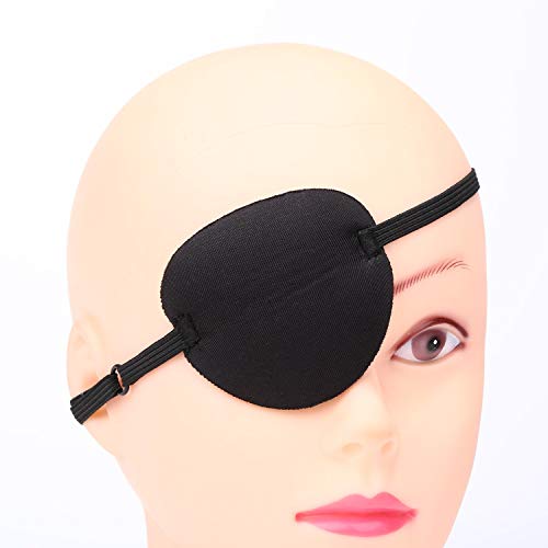 Parches de Ojo,4 pcs Máscara de Ojos Ajustable Parche con Hebilla Strabismus Parche Ojos para Adultos y Niños Fiesta de Cosplay Disfraces de Halloween Disfraz Negro