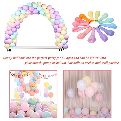 Pastel Globos,100Pcs Globos Macaron de látex Balloon,Globos de Cumpleaños,Globos de Helio,Globos Boda,con Bomba para Cumpleaños Decoración Fiesta Aniversario Baby Shower Comunión