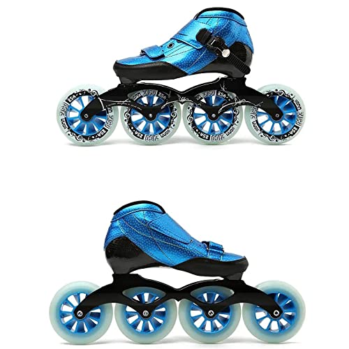 Patines De Velocidad En Línea Para Niños, Patines De Velocidad Con Ruedas De Fibra De Carbono Para Hombres, Principiantes Con Juego De Cuchillas De Rodillo De Mochila(Size:4/(20CM)/34)