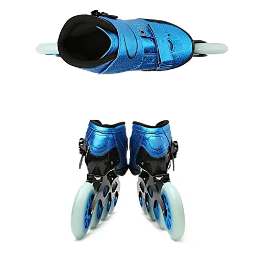 Patines De Velocidad En Línea Para Niños, Patines De Velocidad Con Ruedas De Fibra De Carbono Para Hombres, Principiantes Con Juego De Cuchillas De Rodillo De Mochila(Size:4/(20CM)/34)