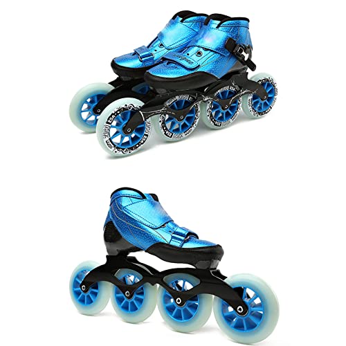 Patines De Velocidad En Línea Para Niños, Patines De Velocidad Con Ruedas De Fibra De Carbono Para Hombres, Principiantes Con Juego De Cuchillas De Rodillo De Mochila(Size:4/(20CM)/34)