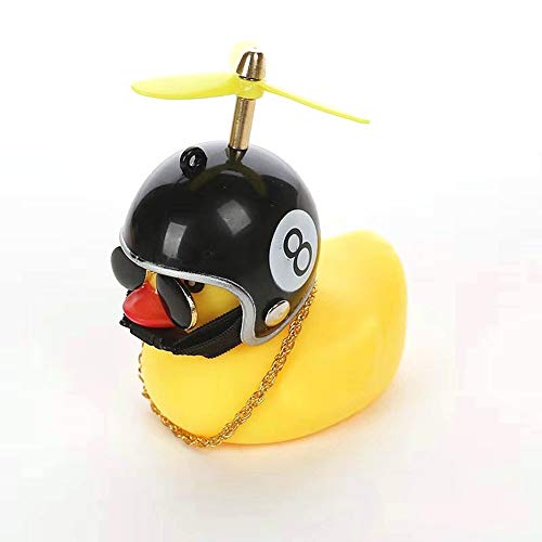 Pato de Goma Adornos de Coche de Juguete Pato Amarillo Decoraciones para salpicadero de Coche Squeeze Duck Cuernos de Bicicleta con Casco de hélice, Decoraciones de Coche para Adultos, niños, Mujeres